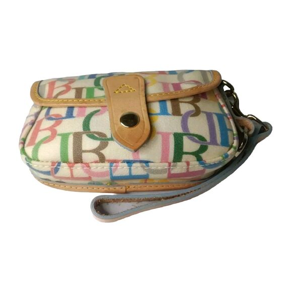 Dooney & Bourke Wristlet Pouch Cream Monogram Multi Color - Picture 1 of 9